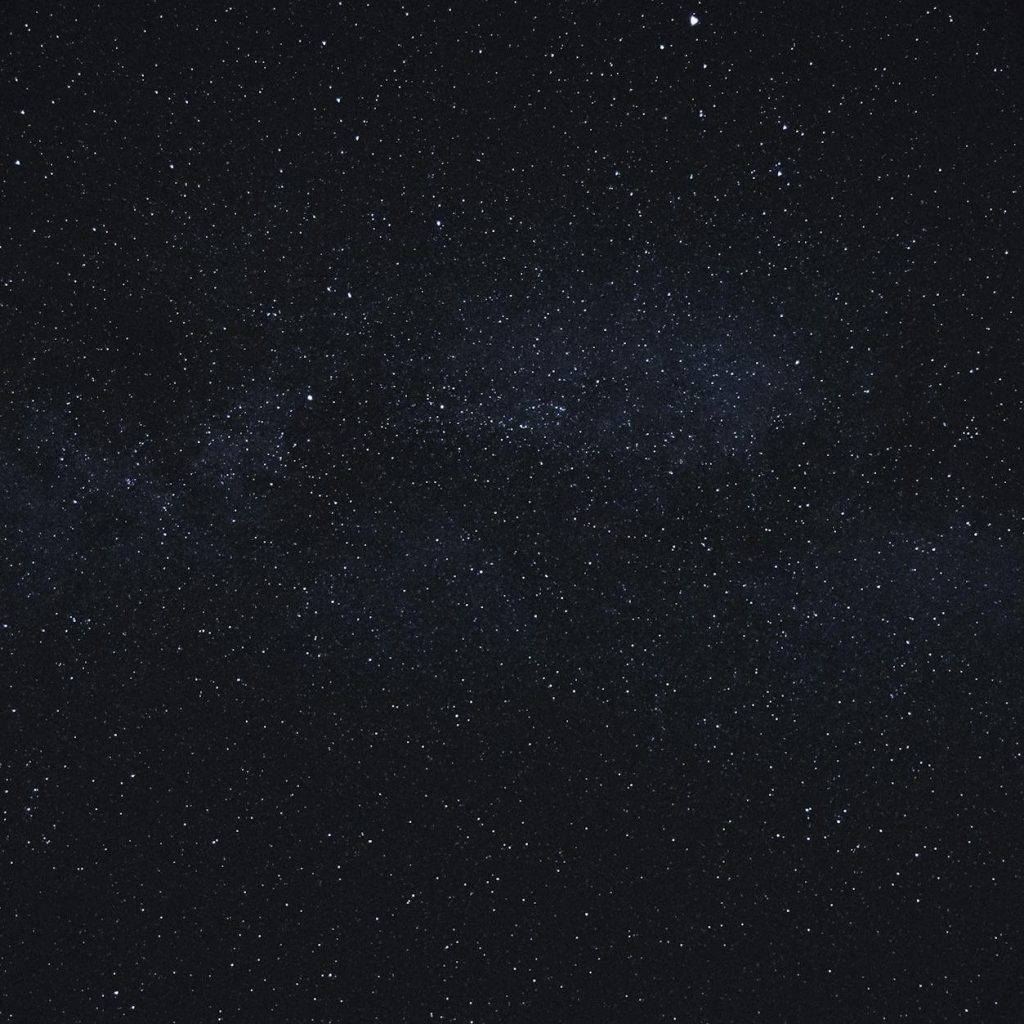 Bright stars twinkling across vast velvet black night sky